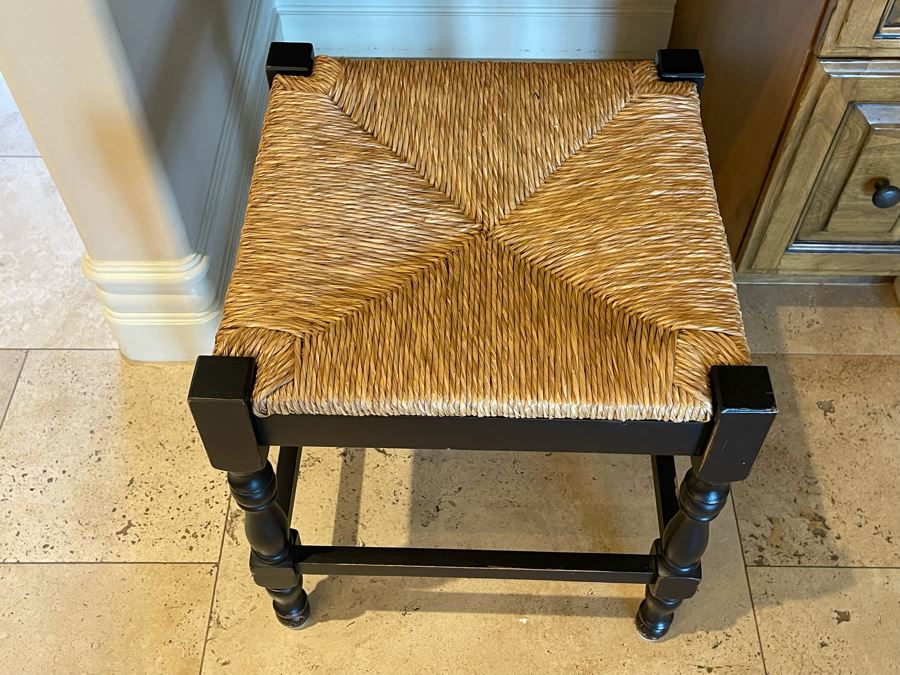 Ballard Designs Rush Seat Stool Made In Italy 17W X 18H [Photo 2]