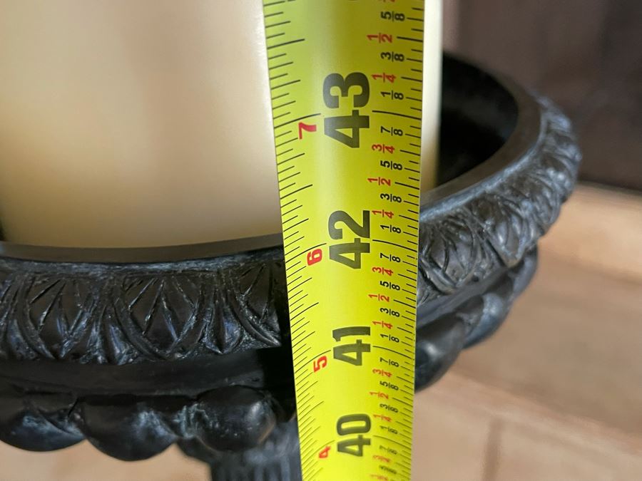 Large Pair Of Maitland-Smith Metal Ram's Head Candlesticks 42H [Photo 12]