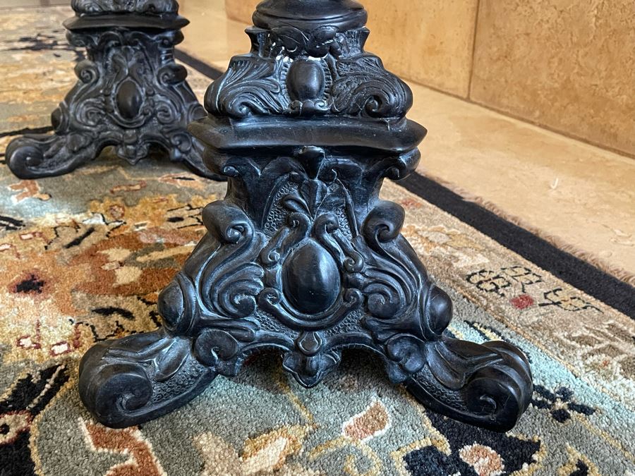 Large Pair Of Maitland-Smith Metal Ram's Head Candlesticks 42H [Photo 10]