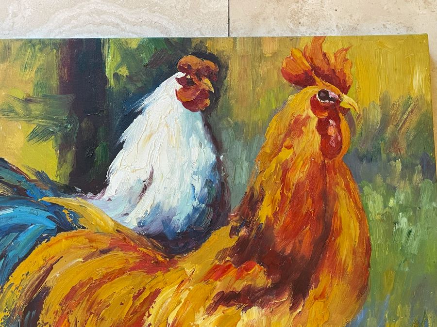 Original Rooster Painting On Canvas 24 X 20 [Photo 3]