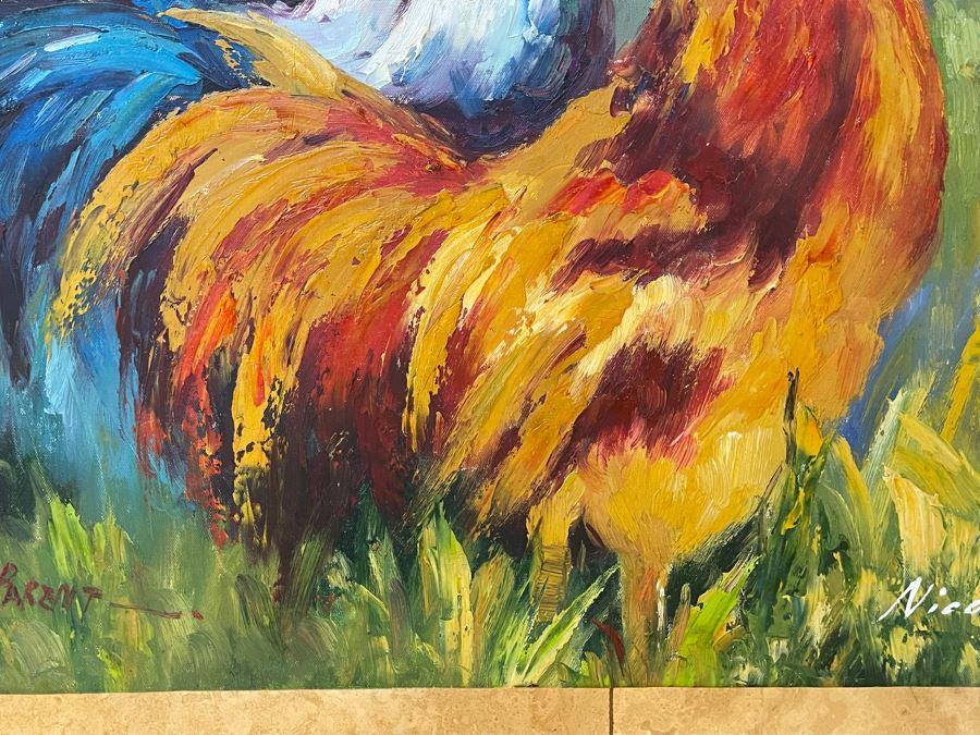Original Rooster Painting On Canvas 24 X 20 [Photo 4]