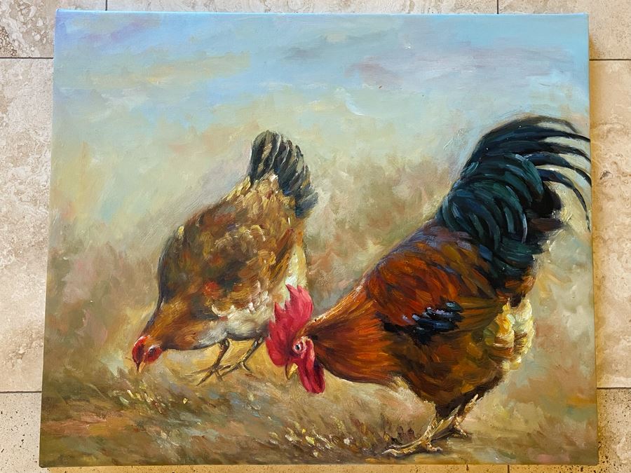 Original Rooster Painting On Canvas 24 X 20 [Photo 1]