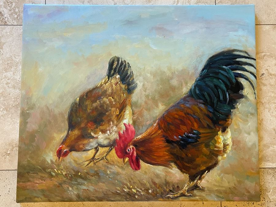 Original Rooster Painting On Canvas 24 X 20 [Photo 2]