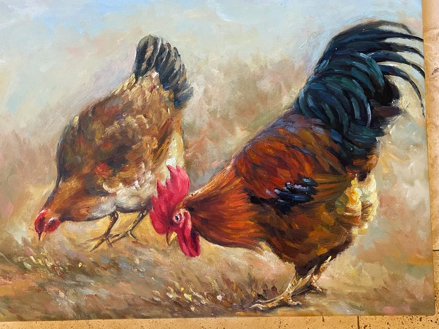 Original Rooster Painting On Canvas 24 X 20 [Photo 3]