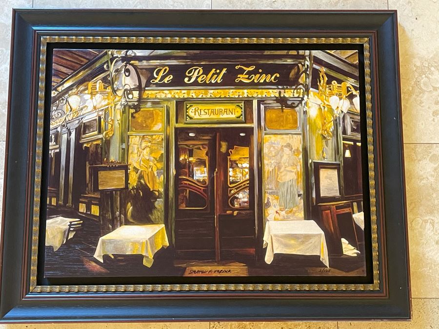 Stephen F. Verona Limited Edition Framed Canvas Print Of French Restaurant Le Petit Zinc Signed And Numbered 28 X 20 [Photo 2]