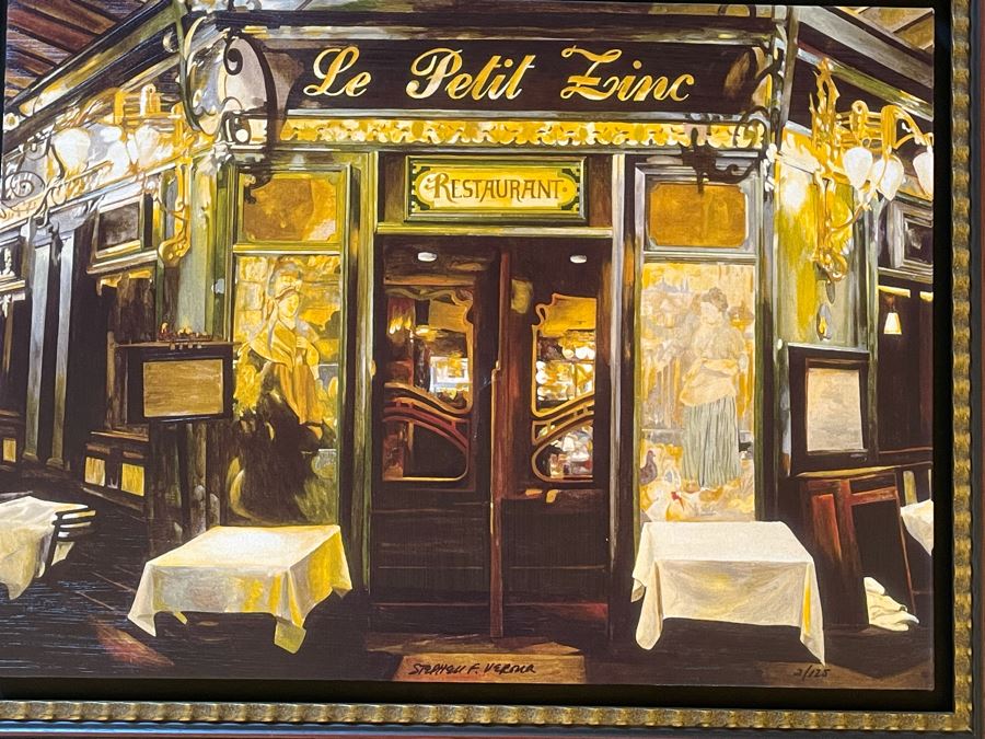 Stephen F. Verona Limited Edition Framed Canvas Print Of French Restaurant Le Petit Zinc Signed And Numbered 28 X 20 [Photo 5]