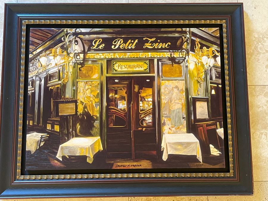 Stephen F. Verona Limited Edition Framed Canvas Print Of French Restaurant Le Petit Zinc Signed And Numbered 28 X 20 [Photo 3]