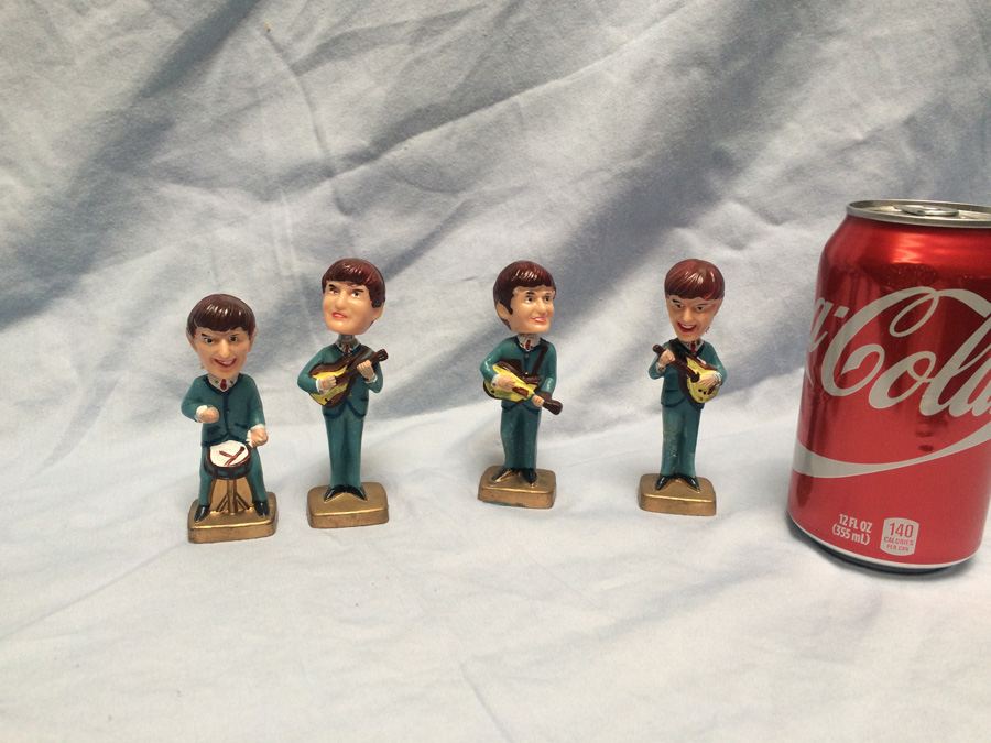 The Beatles c. 1960's Bobblehead Figures Hong Kong Caketoppers Nodder Bobble SET of 4 