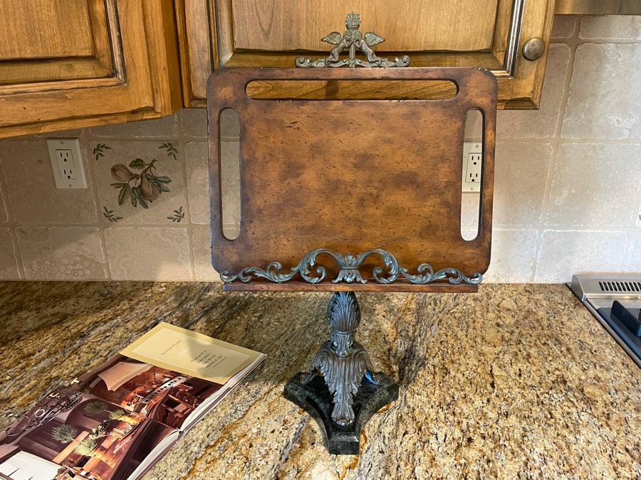 Maitland-Smith Metal Book Display Stand With Marble Base 15W X 23H And French By Design Book [Photo 4]