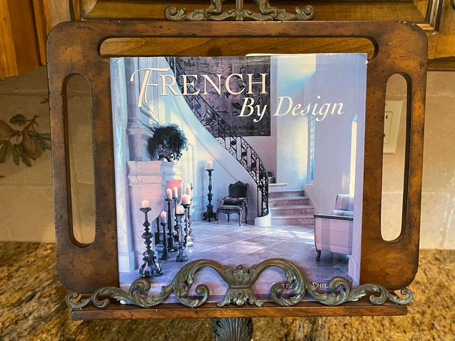 Maitland-Smith Metal Book Display Stand With Marble Base 15W X 23H And French By Design Book [Photo 13]