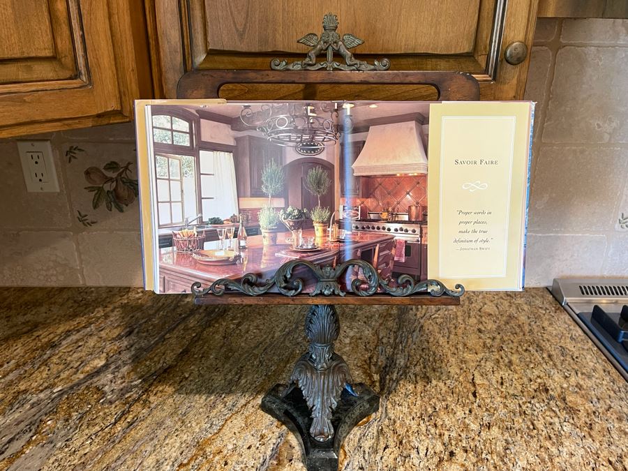 Maitland-Smith Metal Book Display Stand With Marble Base 15W X 23H And French By Design Book [Photo 2]