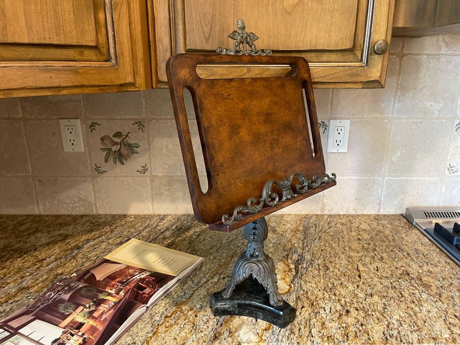 Maitland-Smith Metal Book Display Stand With Marble Base 15W X 23H And French By Design Book [Photo 9]