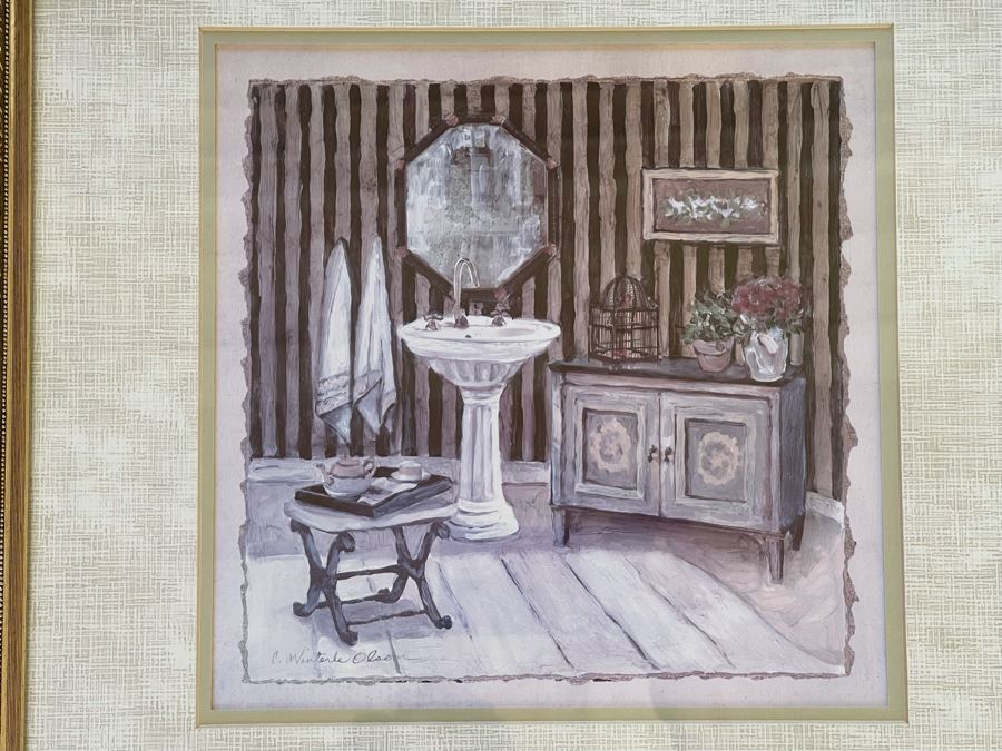 Pair Of Framed Vintage Bath Prints 20 X 20 Retails $250 [Photo 3]