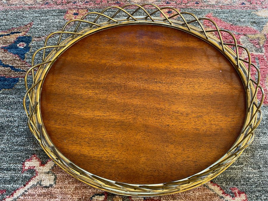 La Barge Oval Wooden And Metal Tray 14 X 12 [Photo 3]