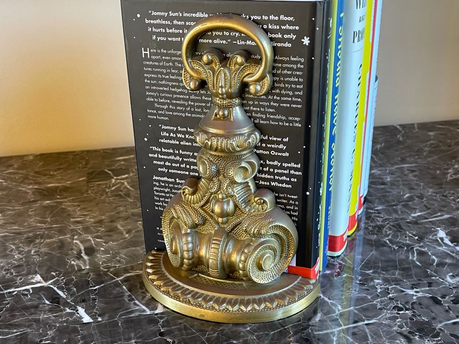 Pair Of Brass Bookends With Collection Of Six Books [Photo 4]
