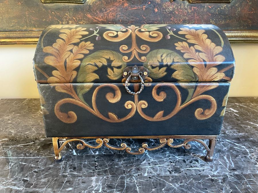Decorative Accent Box With Metal Stand 15W X 10D X 11H