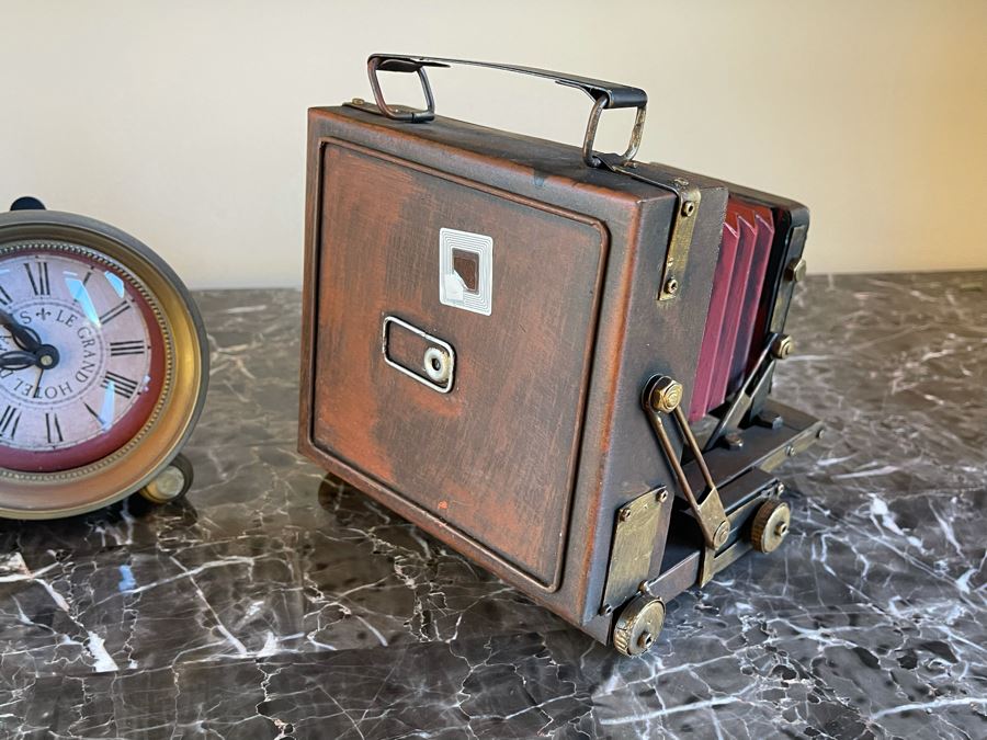 Decorative Metal Bellows Camera And Le Grand Hotel Paris Clock [Photo 7]
