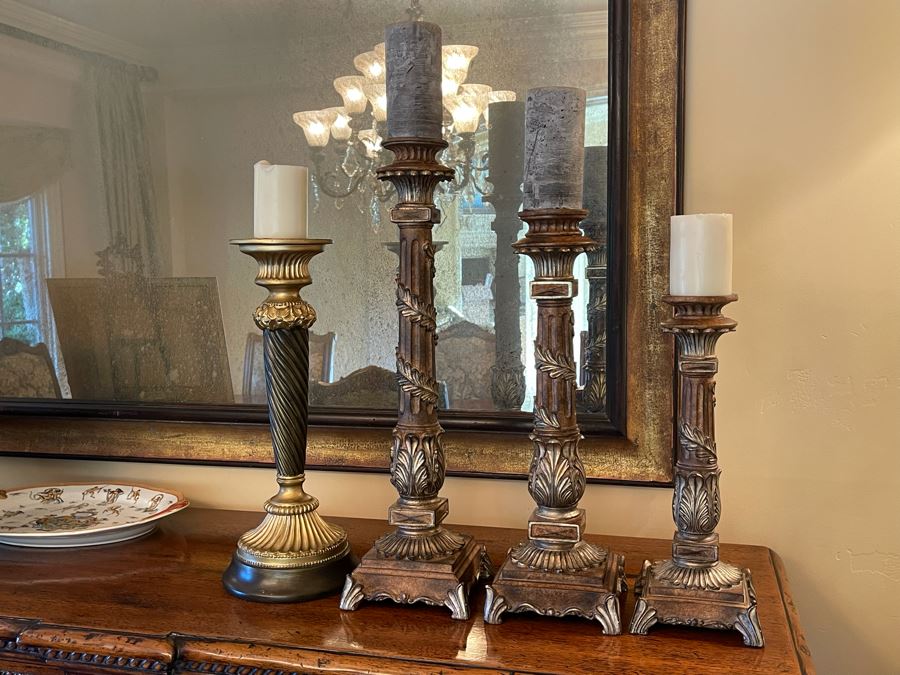 Set Of Four Large Candlesticks Tallest Is 24H [Photo 3]