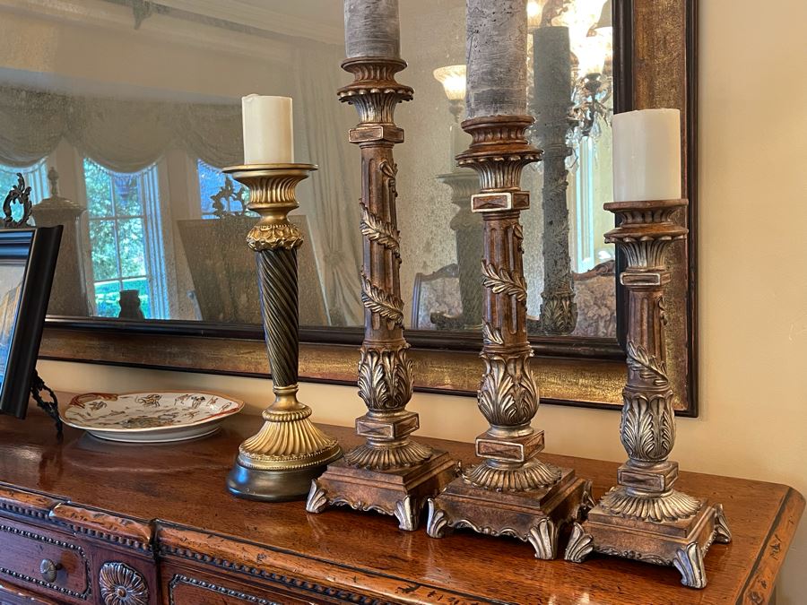 Set Of Four Large Candlesticks Tallest Is 24H [Photo 4]