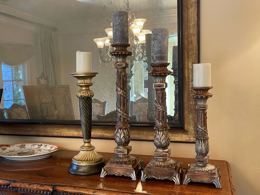 Set Of Four Large Candlesticks Tallest Is 24H [Photo 2]