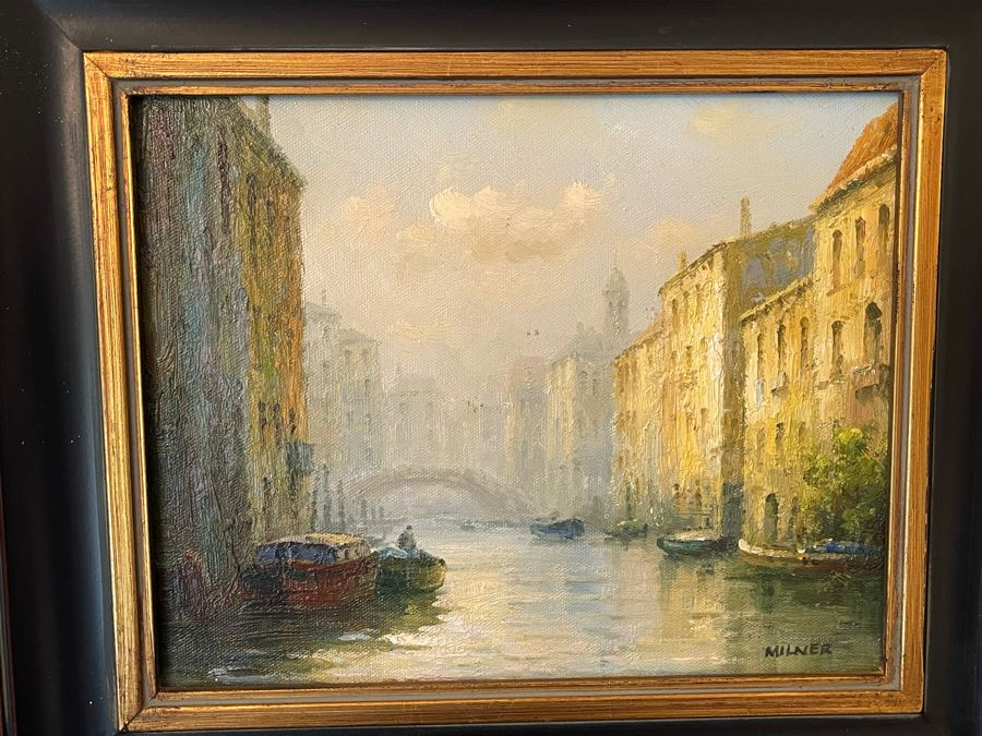 Small Signed Painting By Milner 10 X 8 Includes Metal Easel [Photo 4]