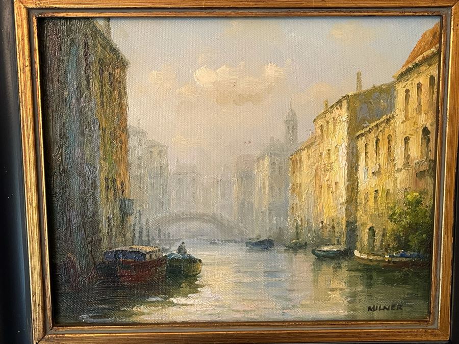 Small Signed Painting By Milner 10 X 8 Includes Metal Easel [Photo 5]