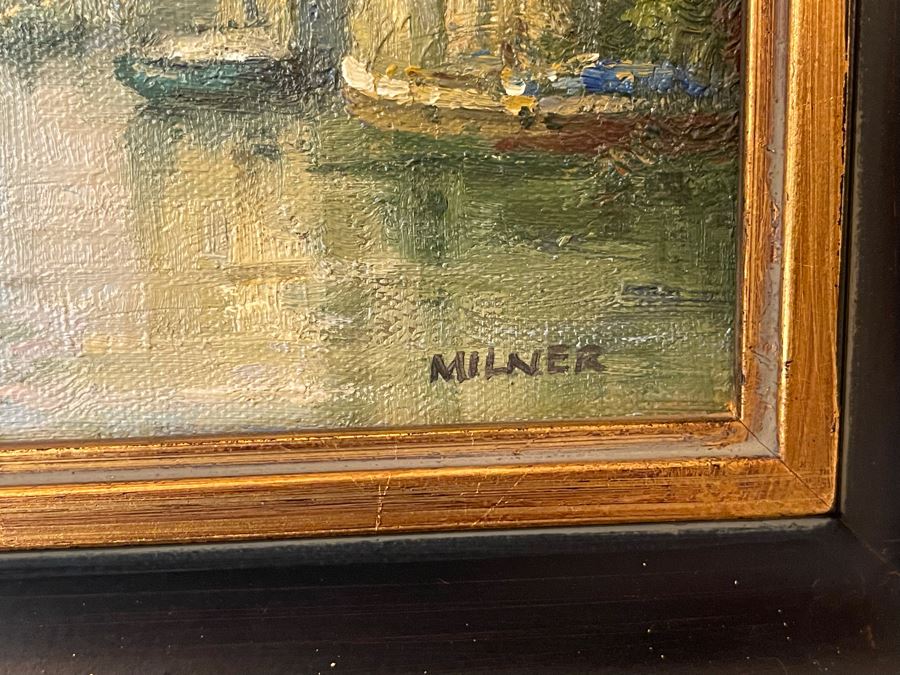 Small Signed Painting By Milner 10 X 8 Includes Metal Easel [Photo 8]