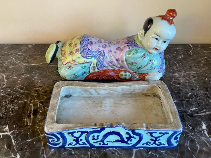 Chinese Porcelain Pillow Box 11W X 5.5D X 7.5H [Photo 2]