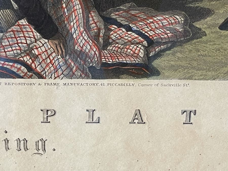 Framed Engraving: Racing, Plate 1 'Saddling' Fores's National Sports Painted By J.F. Herring Engraved By J. Harris & C. Quentery 43 X 24 [Photo 8]