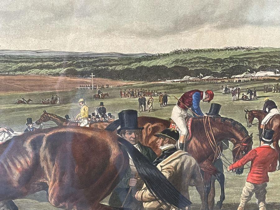 Framed Engraving: Racing, Plate 1 'Saddling' Fores's National Sports Painted By J.F. Herring Engraved By J. Harris & C. Quentery 43 X 24 [Photo 15]