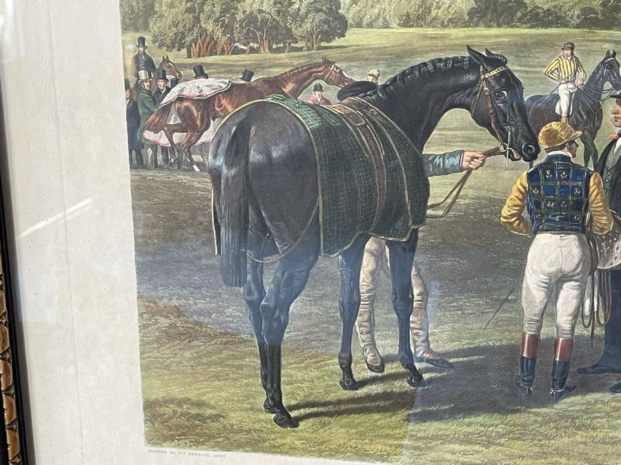 Framed Engraving: Racing, Plate 1 'Saddling' Fores's National Sports Painted By J.F. Herring Engraved By J. Harris & C. Quentery 43 X 24 [Photo 18]