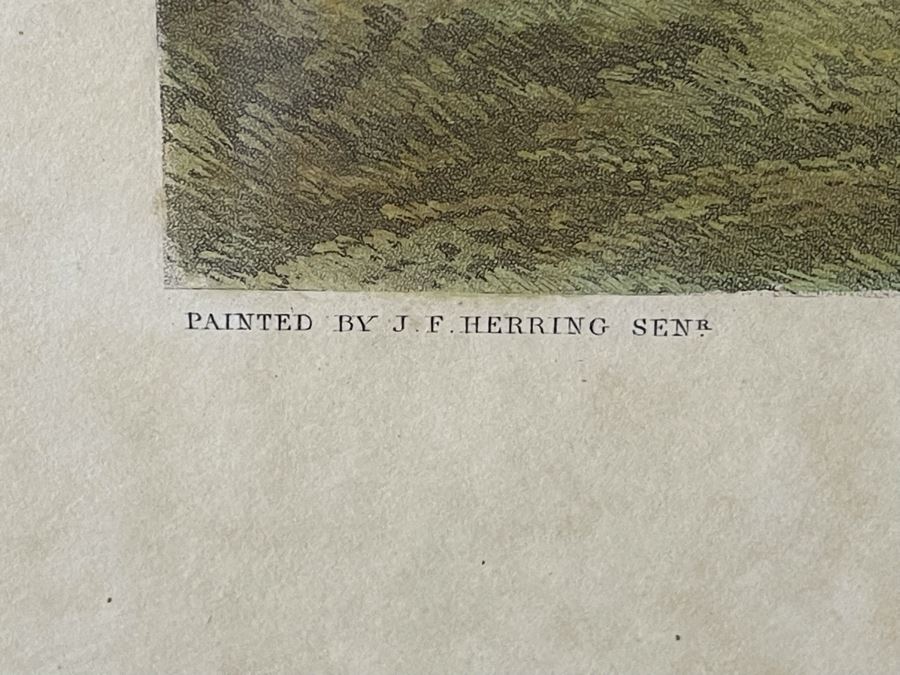 Framed Engraving: Racing, Plate 1 'Saddling' Fores's National Sports Painted By J.F. Herring Engraved By J. Harris & C. Quentery 43 X 24 [Photo 10]