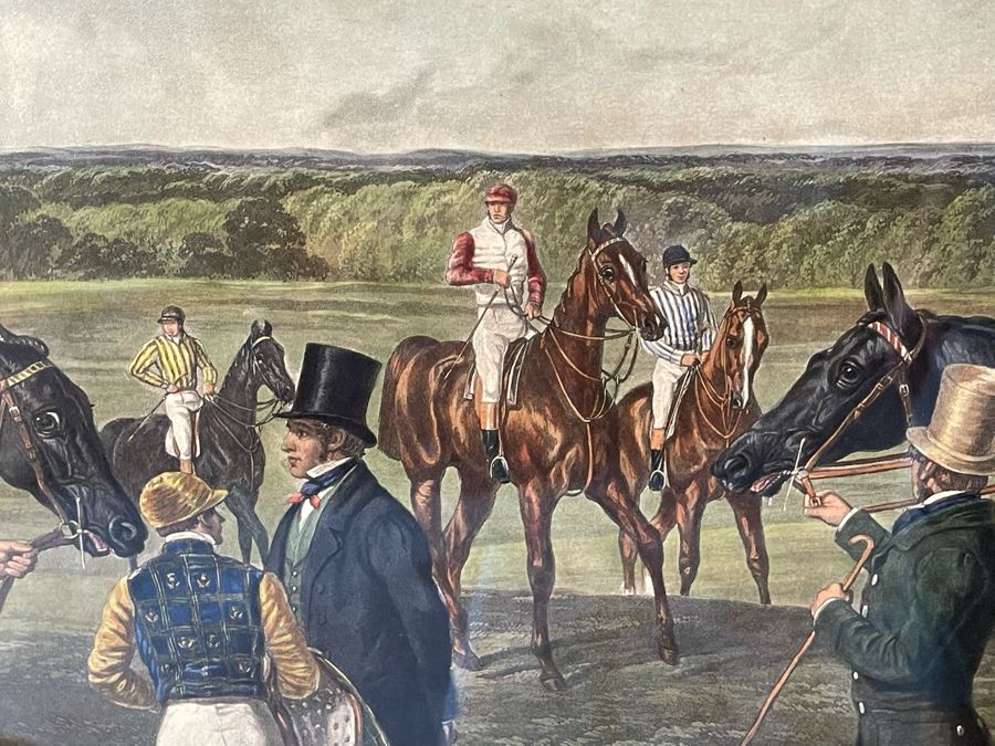 Framed Engraving: Racing, Plate 1 'Saddling' Fores's National Sports Painted By J.F. Herring Engraved By J. Harris & C. Quentery 43 X 24 [Photo 17]