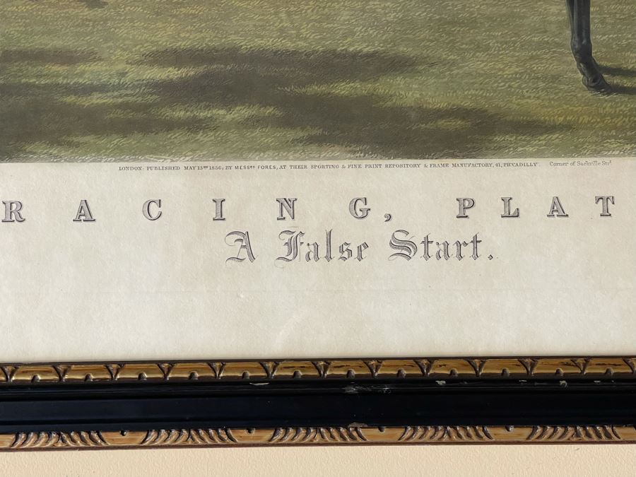 Framed Engraving: Racing, Plate 2 'A False Start' Fores's National Sports Painted By J.F. Herring Engraved By J. Harris & W. Summers 43 X 24 [Photo 3]