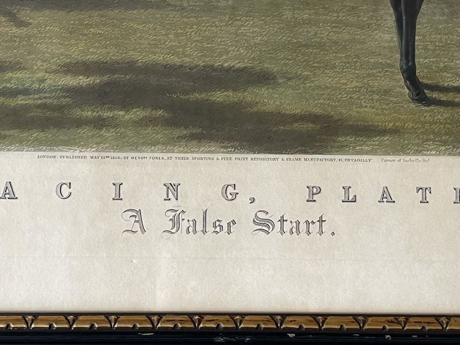 Framed Engraving: Racing, Plate 2 'A False Start' Fores's National Sports Painted By J.F. Herring Engraved By J. Harris & W. Summers 43 X 24 [Photo 4]