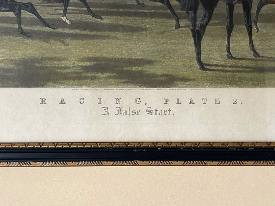 Framed Engraving: Racing, Plate 2 'A False Start' Fores's National Sports Painted By J.F. Herring Engraved By J. Harris & W. Summers 43 X 24 [Photo 2]