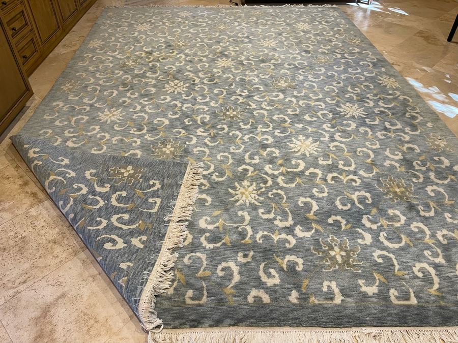JUST ADDED - Hand Crafted Wool Area Rug By Rugmark 9’10” X 13’8” Made In India [Photo 9]