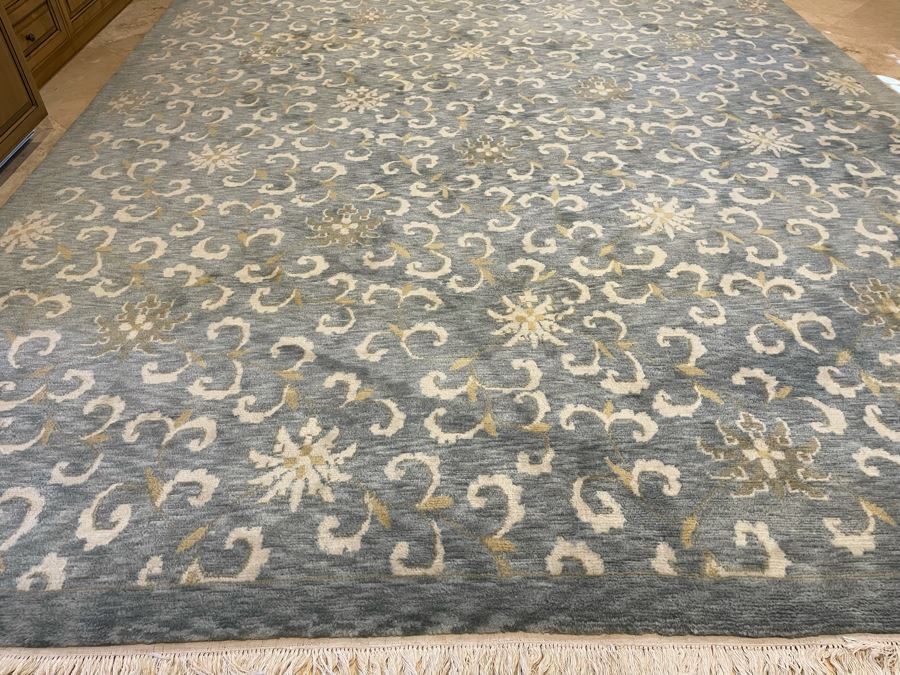 JUST ADDED - Hand Crafted Wool Area Rug By Rugmark 9’10” X 13’8” Made In India [Photo 5]