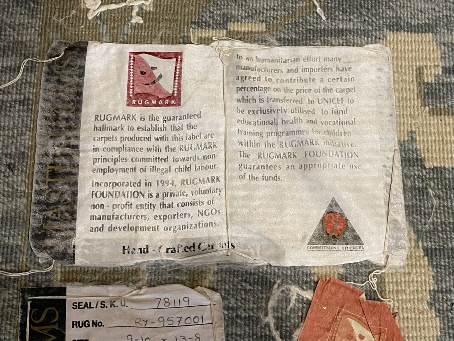 JUST ADDED - Hand Crafted Wool Area Rug By Rugmark 9’10” X 13’8” Made In India [Photo 13]