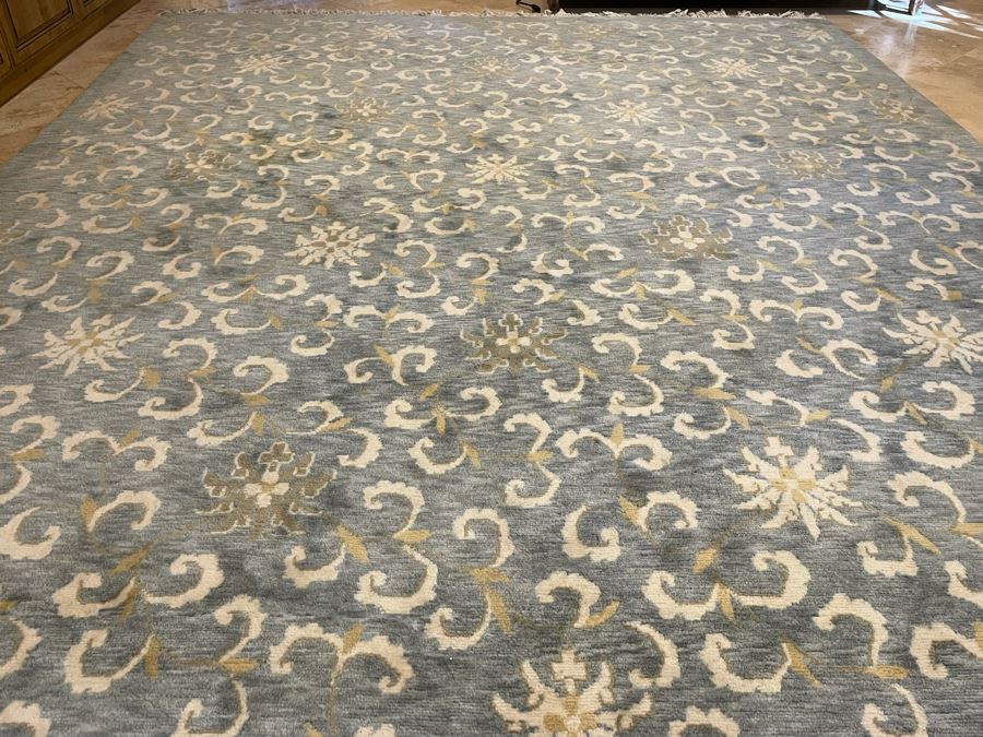 JUST ADDED - Hand Crafted Wool Area Rug By Rugmark 9’10” X 13’8” Made In India [Photo 6]