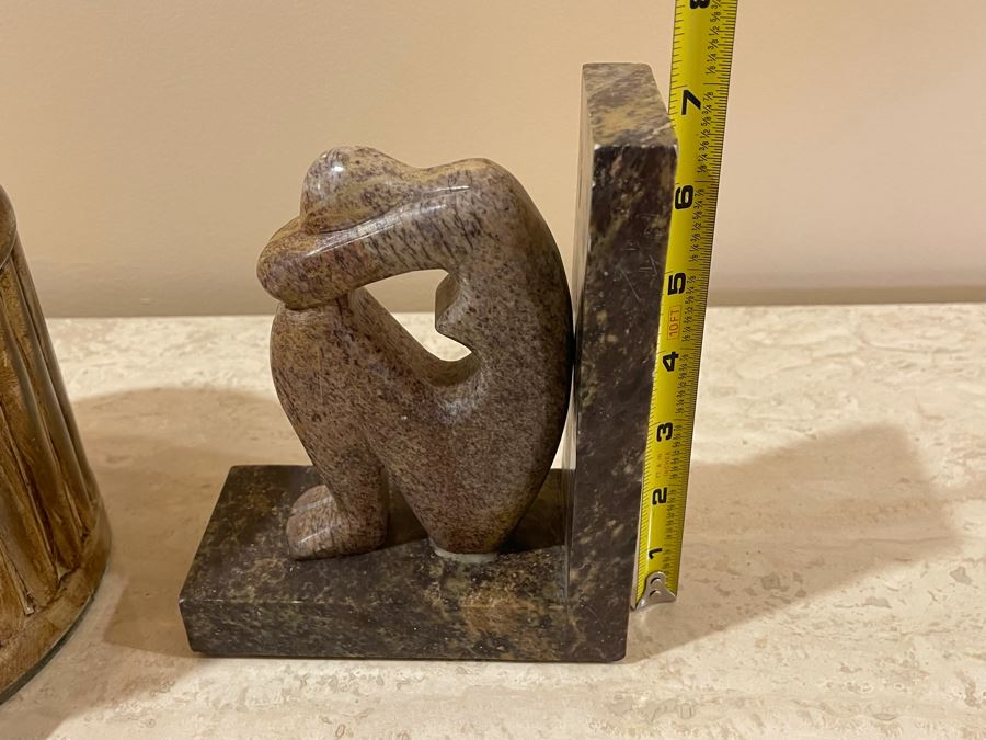 JUST ADDED - Carved Marble Bookend And Decorative Jar [Photo 9]