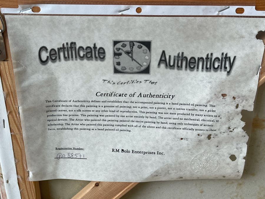 JUST ADDED - Large Framed Original Oil Painting On 4' X 3' Canvas Of Venetian Canal Scene With Certificate Of Authenticity [Photo 12]