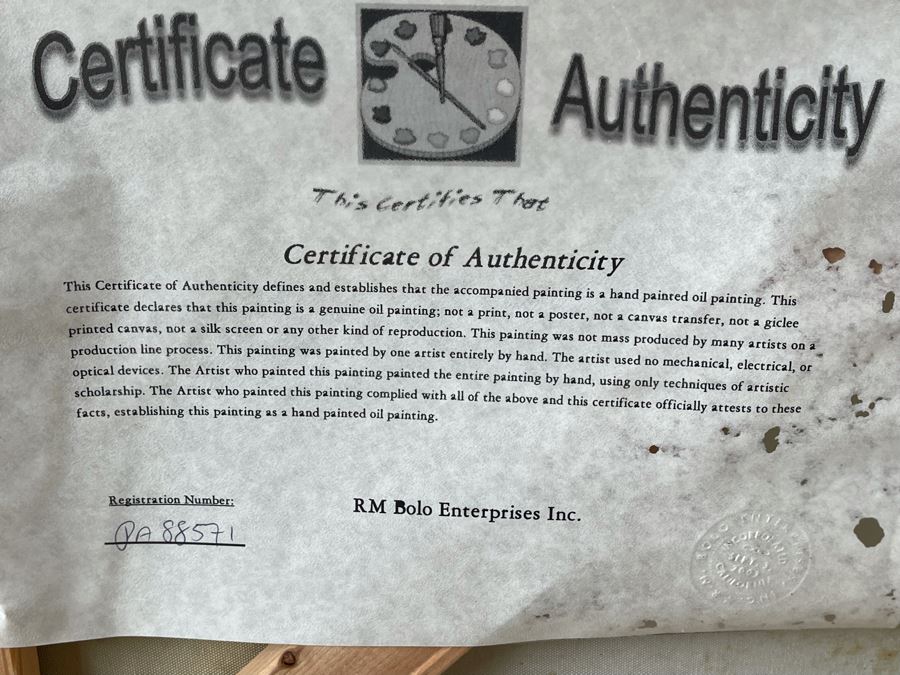 JUST ADDED - Large Framed Original Oil Painting On 4' X 3' Canvas Of Venetian Canal Scene With Certificate Of Authenticity [Photo 13]