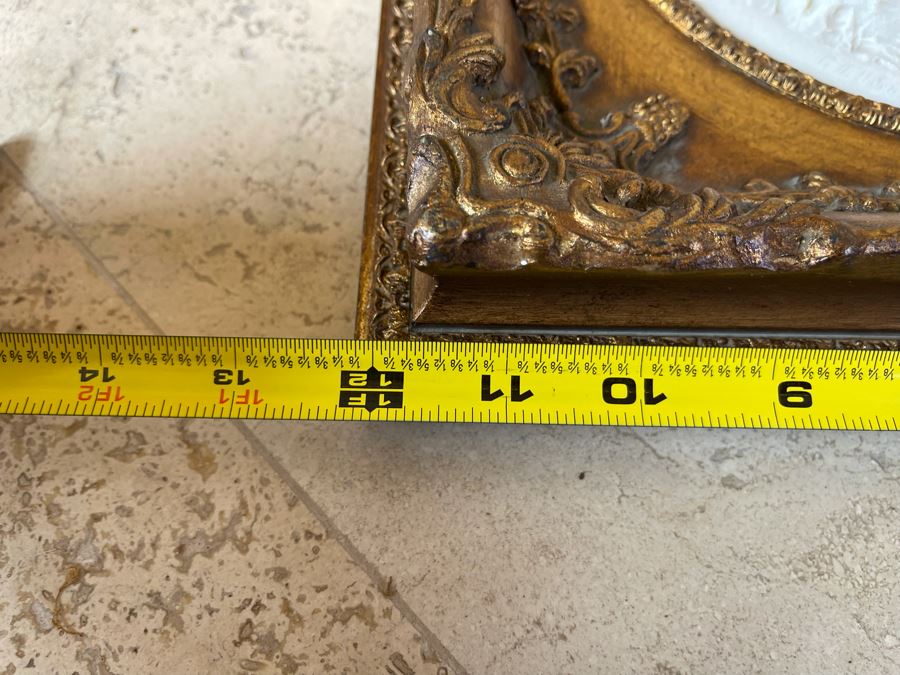 JUST ADDED - Antique Edward Wyon Relief Marble Wall Gilt Framed Plaque Perfugium Regibus 1848 12W X 12H [Photo 15]