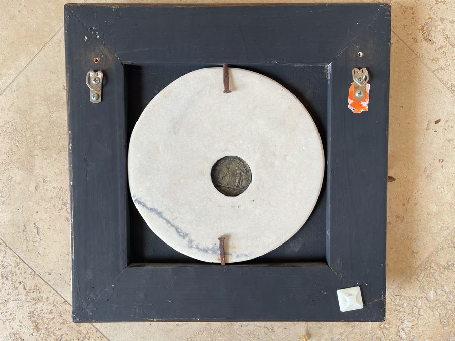 JUST ADDED - Antique Edward Wyon Relief Marble Wall Gilt Framed Plaque Perfugium Regibus 1848 12W X 12H [Photo 10]