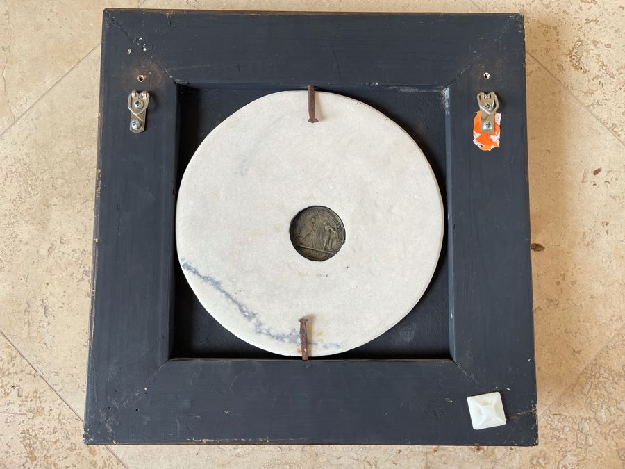 JUST ADDED - Antique Edward Wyon Relief Marble Wall Gilt Framed Plaque Perfugium Regibus 1848 12W X 12H [Photo 14]