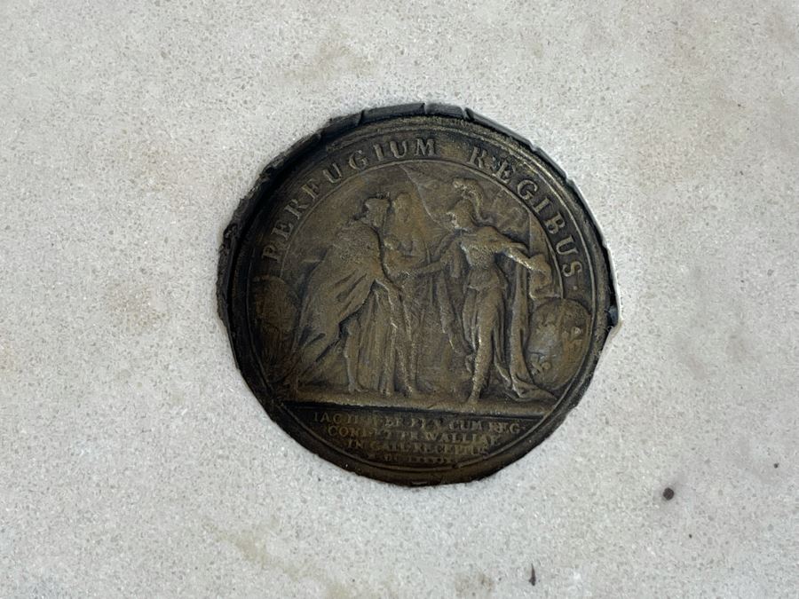 JUST ADDED - Antique Edward Wyon Relief Marble Wall Gilt Framed Plaque Perfugium Regibus 1848 12W X 12H [Photo 12]