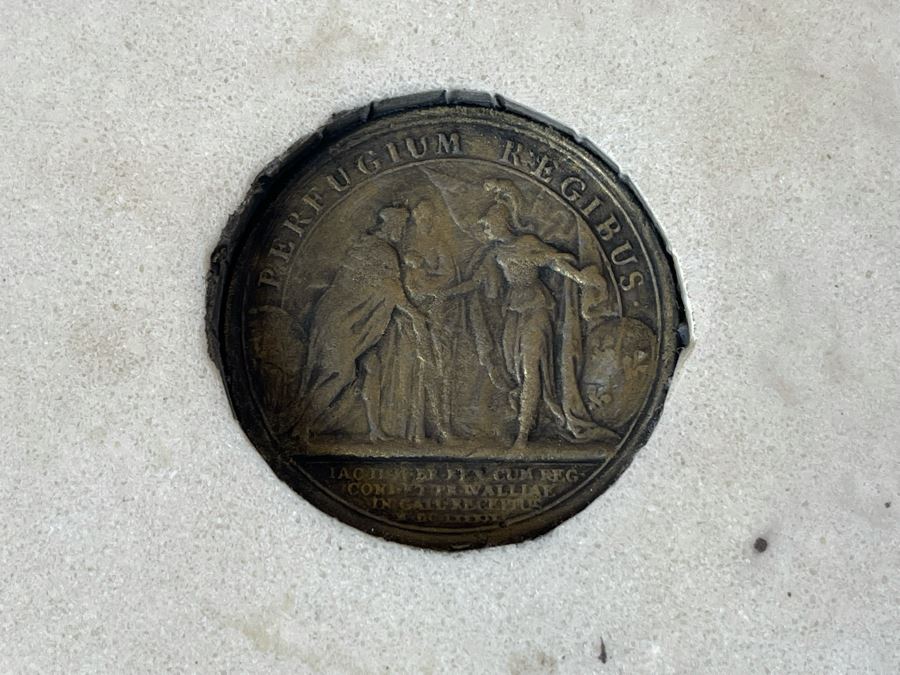 JUST ADDED - Antique Edward Wyon Relief Marble Wall Gilt Framed Plaque Perfugium Regibus 1848 12W X 12H [Photo 11]