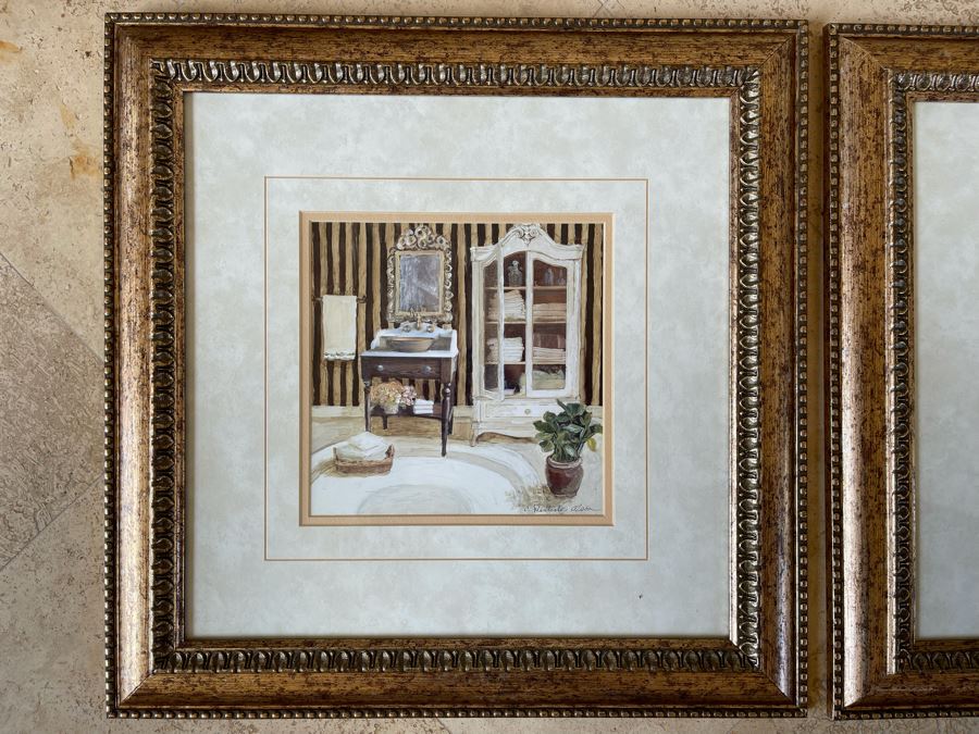 JUST ADDED - Pair Of Hand Signed Framed Prints By C. Winterle Olson 20 X 20  [Photo 3]