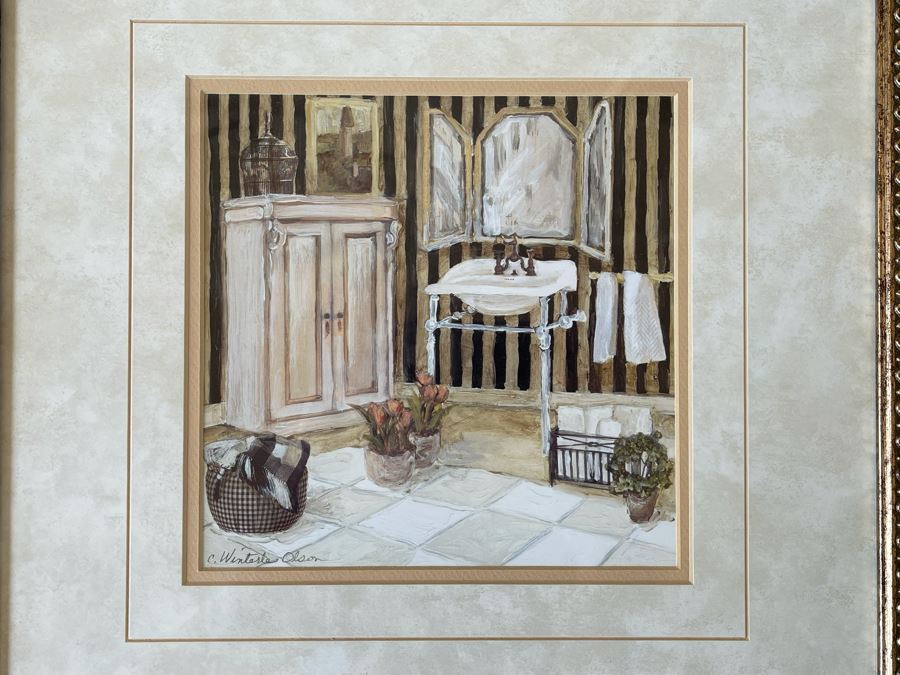 JUST ADDED - Pair Of Hand Signed Framed Prints By C. Winterle Olson 20 X 20  [Photo 7]